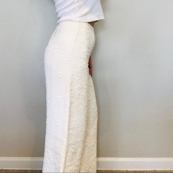 Vintage white wide leg high waisted tapestry pants - Picture 4 of 8